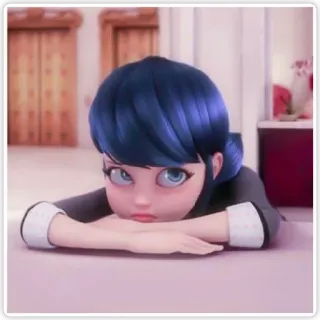 😞 80a3d375 Marinette Dupain-Cheng Miraculous: Tales of Ladybug & Cat Noir verdrietig, anime, cartoon, tiener, meisje telegram sticker