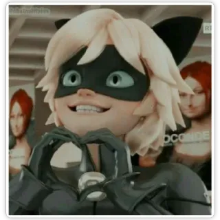 😘 e8e338f4 Chat Noir Miraculous Ladybug kat, liefde, hart, Miraculous, cartoon telegram sticker
