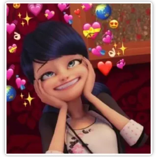 😍 f08f7ad5 Marinette Dupain-Cheng Miraculous: Tales of Ladybug & Cat Noir liefde, harten, schattig, cartoon, Miraculous Ladybug telegram sticker