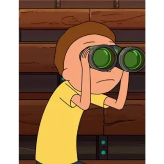 😵 0686c47b Morty Smith Rick and Morty มอร์ตี้, ริกและมอร์ตี้, การ์ตูน, กล้องส่องทางไกล, แอนิเมชั่น whatsapp sticker