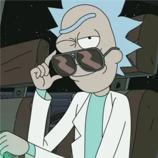 😎 22396cae Rick Sanchez Rick and Morty ริกแอนด์มอร์ตี้, การ์ตูน, ริก ซานเชส, แว่นกันแดด, แอนิเมชั่น, Adult Swim whatsapp sticker