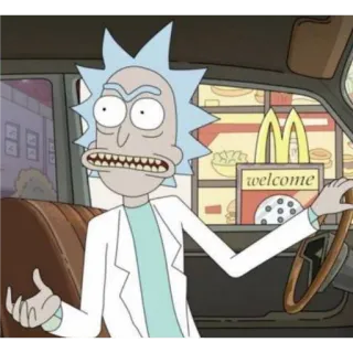 😑 b06d7bf2 Rick Sanchez Rick and Morty welcome ริกแอนด์มอร์ตี้, การ์ตูน, ริก, ยินดีต้อนรับ, แมคโดนัลด์ whatsapp sticker