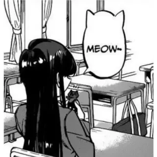 🙂 947abf38 Komi Shouko Komi Can't Communicate MEOW~ anime, cat, meow, komi can't communicate, cute, manga, school whatsapp sticker