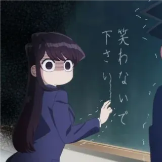 🙂 fe484d00 Komi Shouko Komi Can't Communicate 笑わないで下さい anime, komi can't communicate, komi shouko, classroom, school, embarrassed whatsapp sticker