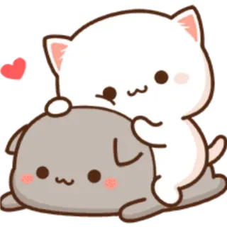 🙂 f41776ec Katze, Hund, süß, Cartoon, Tier, Herz telegram sticker