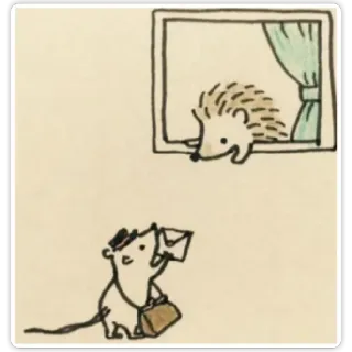 🚲 1b3a7aad egel, muis, post, raam, dier, schattig telegram sticker