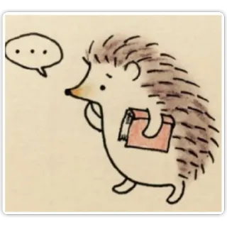 😯 2a50d3d6 egel, dier, schattig, boek telegram sticker