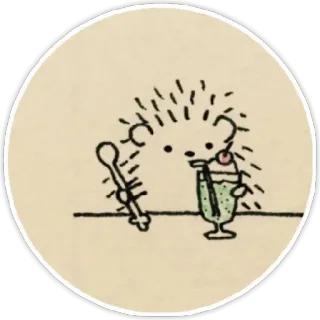 ☺ 4a6ae479 egel, dier, cartoon, dessert, drankje, schattig telegram sticker