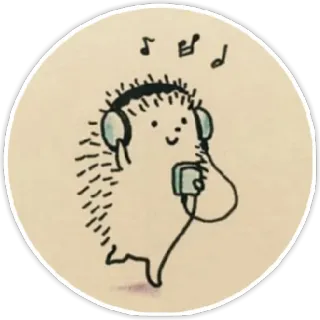 🙉 91f82ec4 egel, muziek, koptelefoon, schattig, dier, cartoon telegram sticker