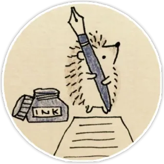 😉 9712799e INK egel, schrijven, pen, inkt, papier, schattig, tekening telegram sticker