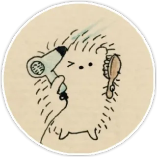 ⚠ d8534ce1 egel, dier, föhn, haar borstelen, verzorging telegram sticker