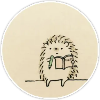 💬 da3cedaa egel, dagboek, dier, schattig, lezen, pen telegram sticker