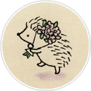 😘 f6e82144 egel, bloemen, schattig, dier, tekening telegram sticker