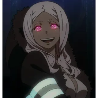 😄 19fd8afb Anime, Charakter, lächelnd, weiblich, weißes Haar, pinke Augen telegram sticker