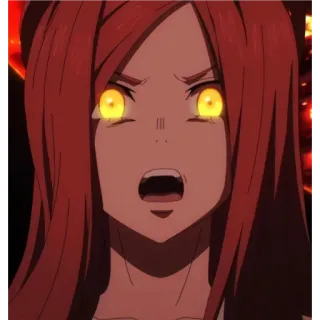 😤 86a955c3 Anime, Frau, rote Haare, wütend, gelbe Augen telegram sticker