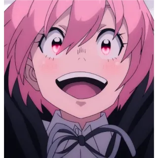 😀 e510898b Anime, pinke Haare, Charakter, lächelnd, glücklich, Cartoon telegram sticker