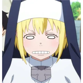 😤 e903e4ad Iris Fire Force Anime, Fire Force, Iris, Nonne, lustiges Gesicht, Sticker telegram sticker