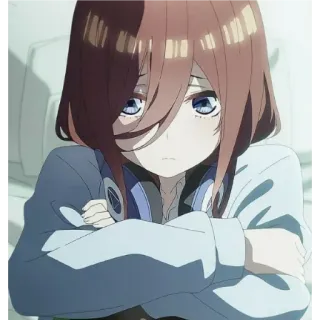 😞 c2f6cef6 Miku Nakano The Quintessential Quintuplets anime, girl, headphones, miku, nakano whatsapp sticker