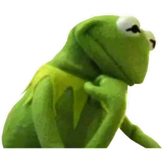 🙂 09c8c342 Kermit Kermit si Kodok, kodok, berpikir, meme, boneka, hijau telegram sticker