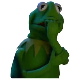 🙂 50febfa2 Kermit Kermit si Kodok, kodok, berpikir, meme, boneka, hijau telegram sticker