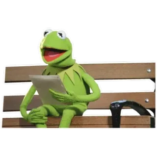 🙂 7584df5b Kermit Kermit si Kodok, Muppets, membaca, katak, meme, bangku telegram sticker