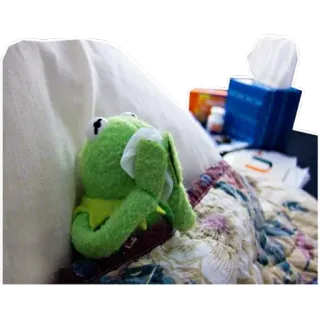 🙂 e124ce2a Kermit Kermit si Katak, sakit, pilek, flu, tisu, muppet, karakter, sedih telegram sticker