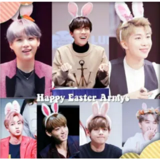 💜 491546ac Happy Easter Armys อีสเตอร์, หูกระต่าย, การเฉลิมฉลอง, วันหยุด, K-pop, วง, น่ารัก, มีความสุข whatsapp sticker