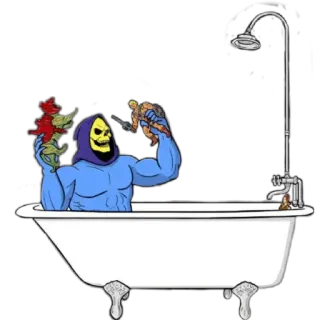 🙂 91bad24a Skeletor He-Man Cartoon, Bösewicht, Spielzeug, Badewanne, Dusche telegram sticker