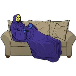 🙂 ecff6002 Skeletor skeletor, couch, fernseher, cartoon, fernsehen, entspannt telegram sticker