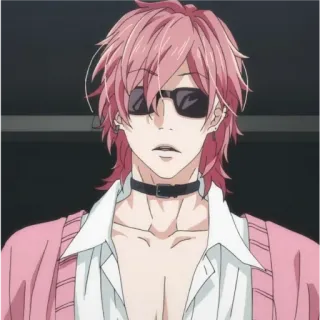 😧 376a0bb6 Anime, Cheveux roses, Lunettes de soleil, Ras du cou whatsapp sticker