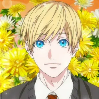 🌻 6da751bc anime, blonde, yeux bleus, fleurs, portrait whatsapp sticker