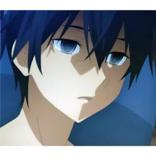 😑 4cda228d Аниме, Манга, Мультфильм, Персонаж, Парень, Грустный, Синие волосы telegram sticker