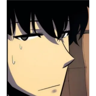 🙂 8e61df02 Sung Jinwoo Solo Leveling Аниме, Манхва, Сон Джинву, Главный герой, Гримаса telegram sticker