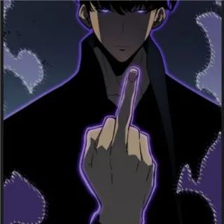 🙂 a1718fb0 Аниме, Средний палец, Оскорбительный, Персонаж, Фиолетовый telegram sticker