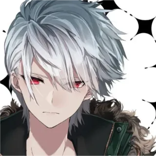 🌠 7d3ffc68 anime, czerwone oczy, srebrne włosy, mężczyzna, postać whatsapp sticker