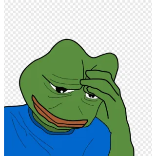 🙂 57703db6 Pepe the Frog пепе, лягушка, мем, интернет, грустный, думающий whatsapp sticker
