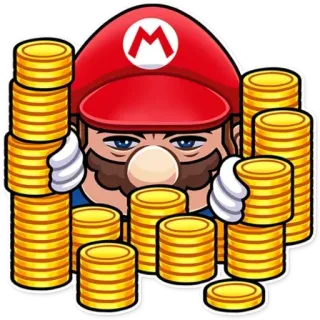 😁 352058ff Mario Super Mario Bros. videospiel, münzen, geld, reichtum, cartoon telegram sticker