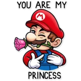😘 3fc5d2f4 Mario YOU ARE MY PRINCESS mario, prinzessin, blume, liebe, figur, spiel telegram sticker