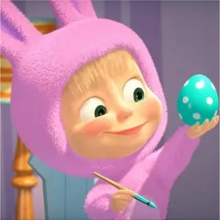 🐰 074c99d6 Masha Masha and the Bear Masha, Masha and the Bear, cartoon, easter egg, bunny, girl whatsapp sticker