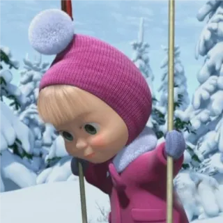 ❄ 8bff6135 Masha Masha and the Bear cartoon, child, Masha, winter, snow whatsapp sticker