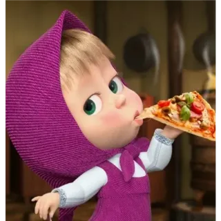 🌃 ad7f6b28 Masha Masha and the Bear cartoon, masha, pizza, eating, animation whatsapp sticker