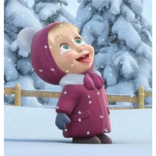 ❄ ca3a3f70 Masha Masha and the Bear Masha, cartoon, child, snow, winter, cute whatsapp sticker
