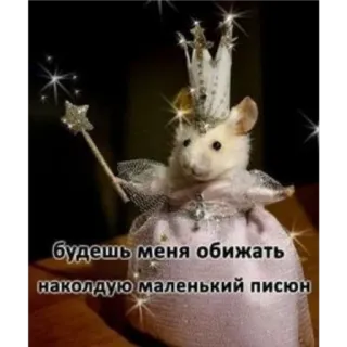 🙂 49532d7f Будешь меня обижать наколдую маленький писюн rat, kroon, jurk, magie, spreuk telegram sticker