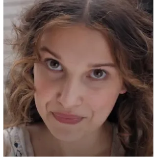 😁 beb9c0cb portret, vrouw, gezicht, persoon, Millie Bobby Brown, actrice whatsapp sticker