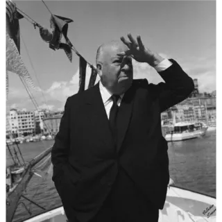 😑 3c7f141c Alfred Hitchcock Alfred Hitchcock, réalisateur, film, portrait, noir et blanc, vintage whatsapp sticker