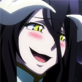 📍 1098024a Albedo Overlord Anime, Dämon, Hörner, Weiblich, Charakter, Lächeln whatsapp sticker