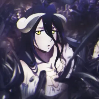 📍 320ff9a3 Albedo Overlord Anime, Weiblich, Dämon, Hörner, Albedo, Overlord whatsapp sticker