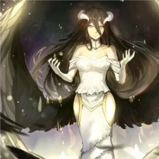 📍 48c51185 Albedo Overlord Anime, Dämon, Fantasy, Flügel, Kleid, Hörner whatsapp sticker
