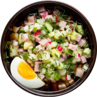 😗 fbe226dc soup, food, okroshka, cucumber, radish, egg, meal telegram sticker