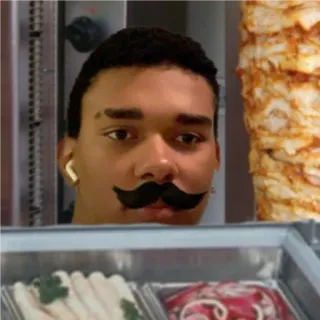 💅 22982f33 homem, bigode, retrato, comida, shawarma, kebab, cozinhando, retrato telegram sticker